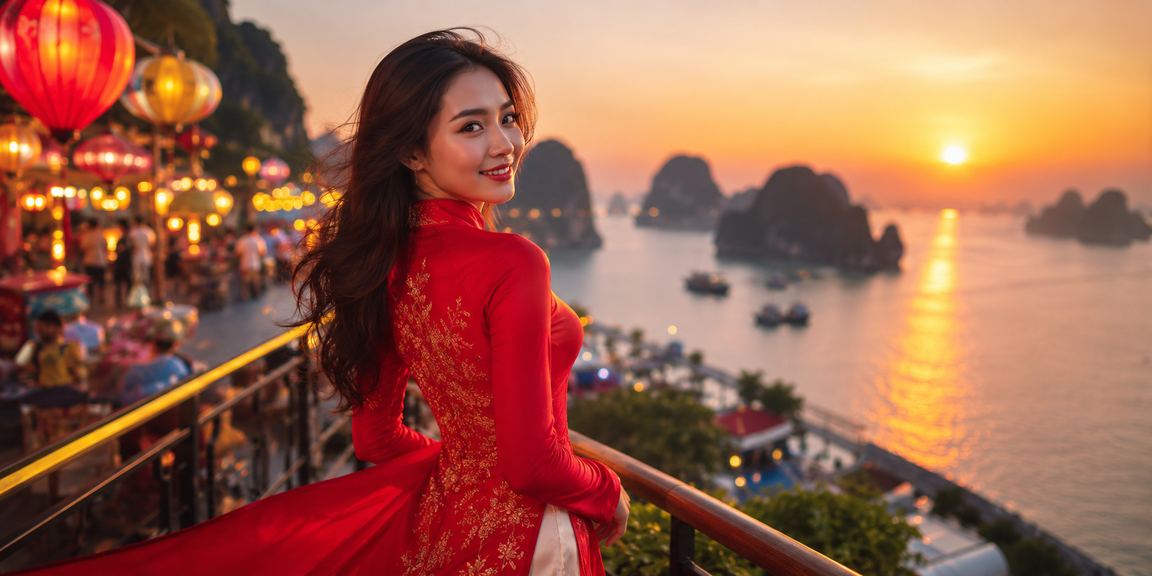 Người dùng trải nghiệm ứng dụng casino 1098 với cảnh vịnh Hạ Long